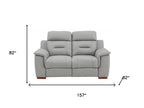 Two Piece Indoor Gray Genuine Leather Five Person Seating Set