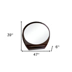 39" Brown Oval Wood Framed Mounted Dresser Mirror