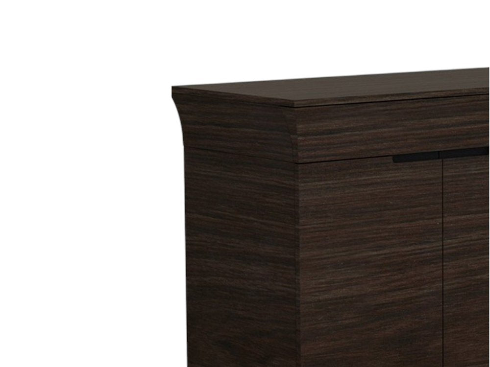 43" Silver and Dark Brown Display Stand With Three Shelves And One Drawer