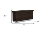 43" Silver and Dark Brown Display Stand With Three Shelves And One Drawer