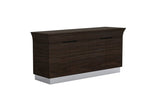 43" Silver and Dark Brown Display Stand With Three Shelves And One Drawer