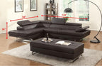 Dark Brown Leather L Shaped Two Piece Corner Sectional