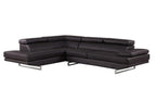 Dark Brown Leather L Shaped Two Piece Corner Sectional