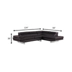 Dark Brown Leather L Shaped Two Piece Corner Sectional
