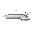 White Leather L Shaped Two Piece Corner Sectional
