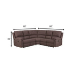 Brown Polyester Blend Reclining U Shaped Three Piece Corner Sectional