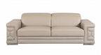 Two Piece Indoor Beige Italian Leather Five Person Seating Set