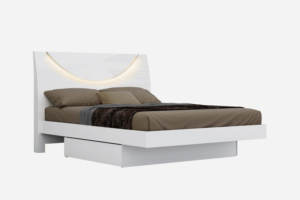 White Solid Wood King Bed Frame