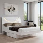 White Solid Wood King Bed Frame