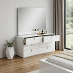 62" White Wood Six Drawer