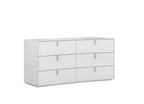 62" White Wood Six Drawer