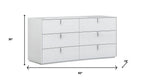 62" White Wood Six Drawer