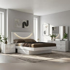 Four Piece White Solid and Manufactured Wood Bedroom Set With Mirror