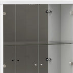 50" White and Silver Wood Curio Cabinet With Two Doors And One Drawer