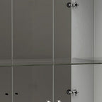 50" White and Silver Wood Curio Cabinet With Two Doors And One Drawer