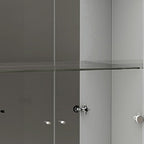50" White and Silver Wood Curio Cabinet With Two Doors And One Drawer