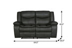 64" Gray Faux Leather Manual Reclining Love Seat