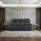 89" Gray Faux Leather USB Sofa With Black Legs