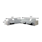 White Italian Leather Power Reclining U Shaped Eight Piece Corner Sectional With Console