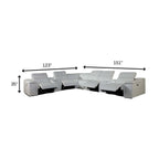 White Italian Leather Power Reclining U Shaped Eight Piece Corner Sectional With Console