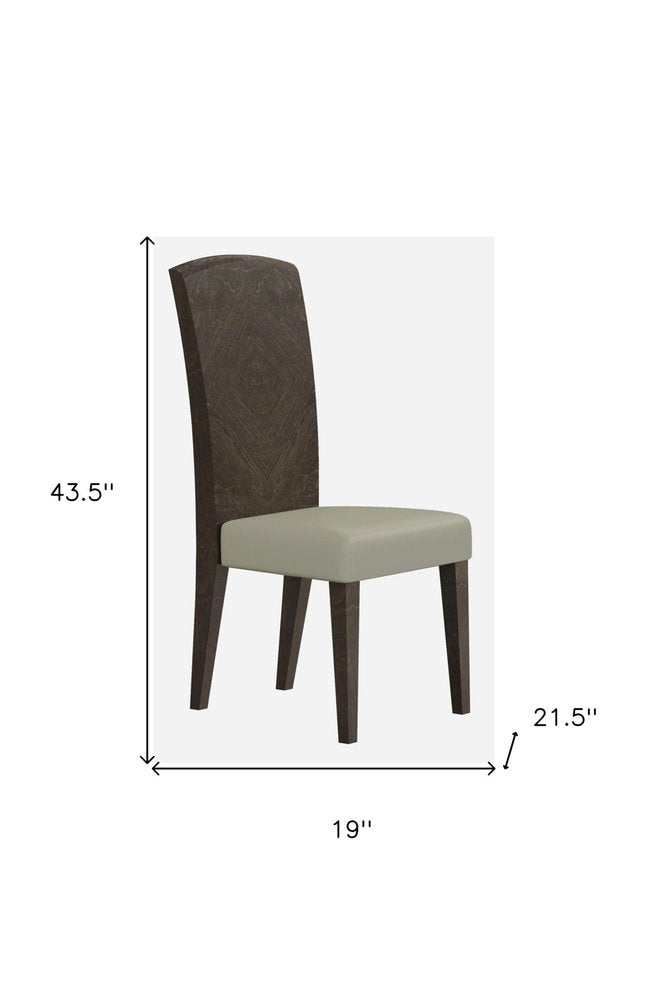 Seven Piece Gray Solid Wood Dining Set with Six Chairs