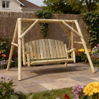 87" Natural Solid Wood Swing Chair