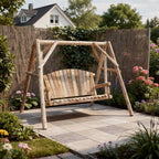 87" Natural Solid Wood Swing Chair