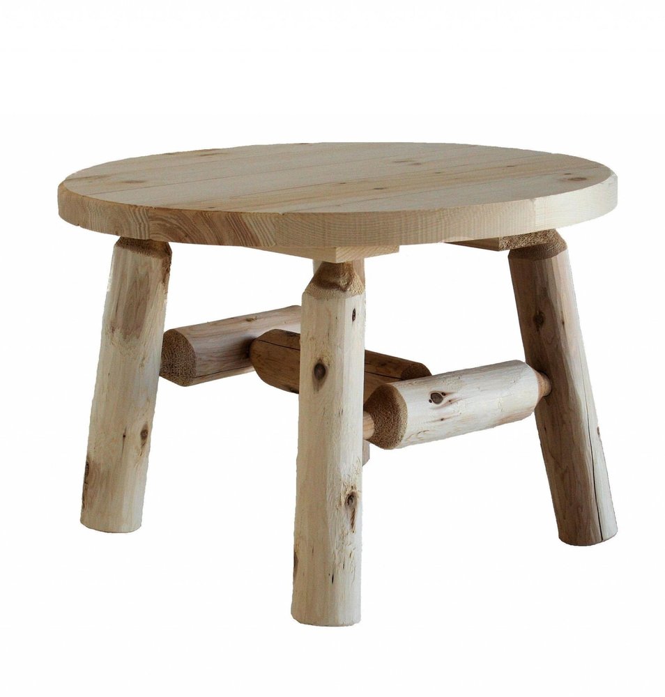25" Natural Rounded Solid Wood Outdoor Coffee Table