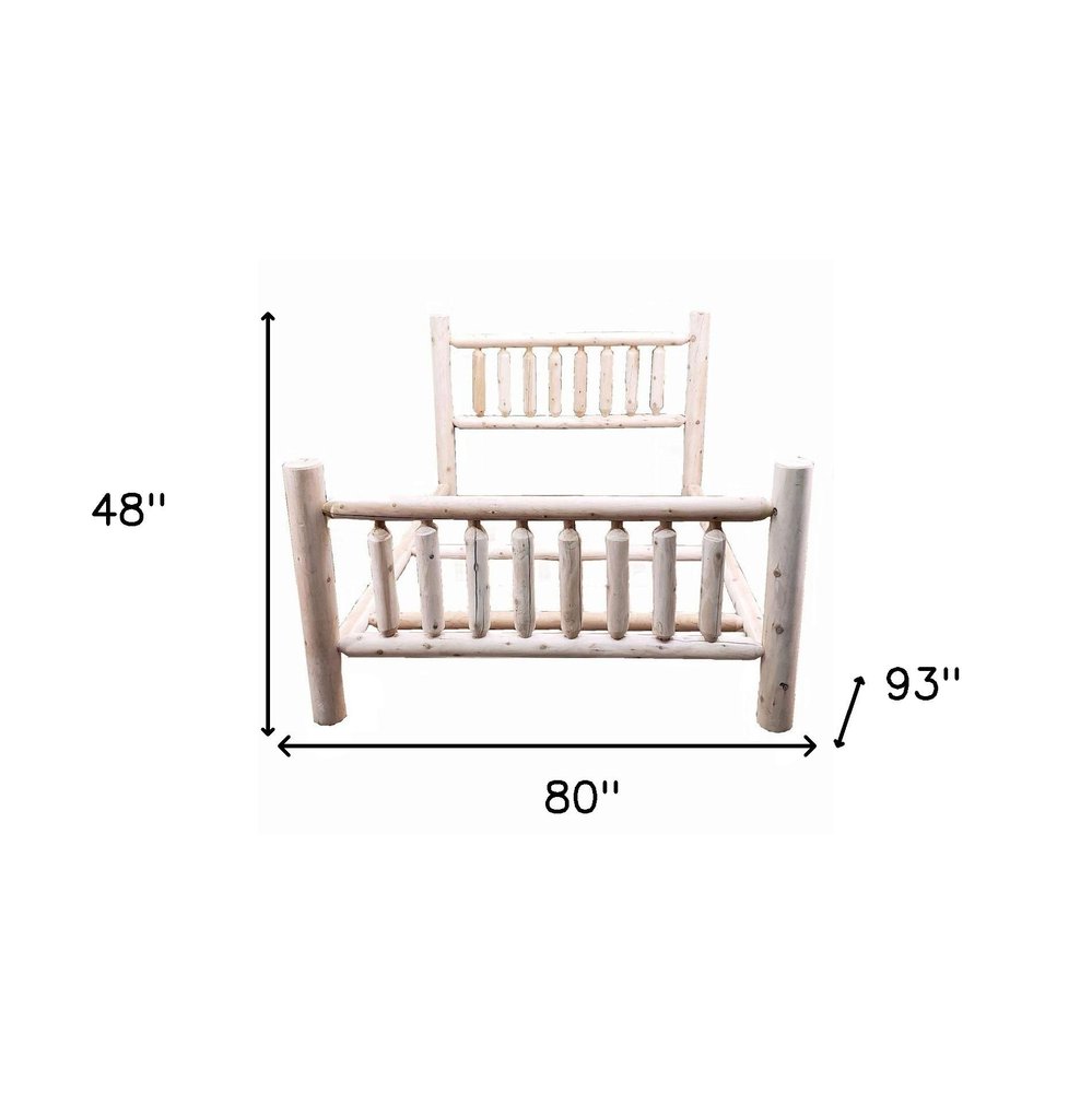 Natural Clear Finish Low Post Cedar Log King Bed