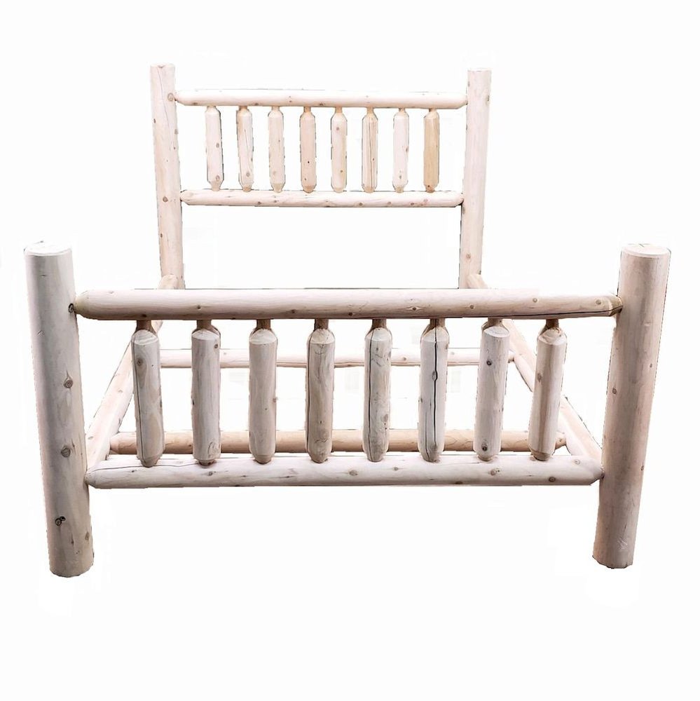 Natural Dark Brown Finish Low Post Cedar Log King Bed