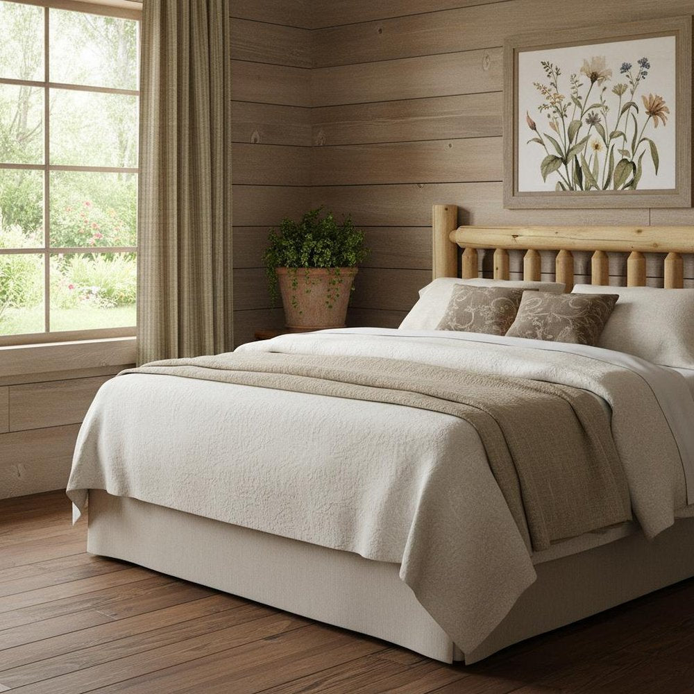 Natural Cedar Log Double Headboard