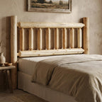 Natural Clear Finish Cedar Log Queen Headboard