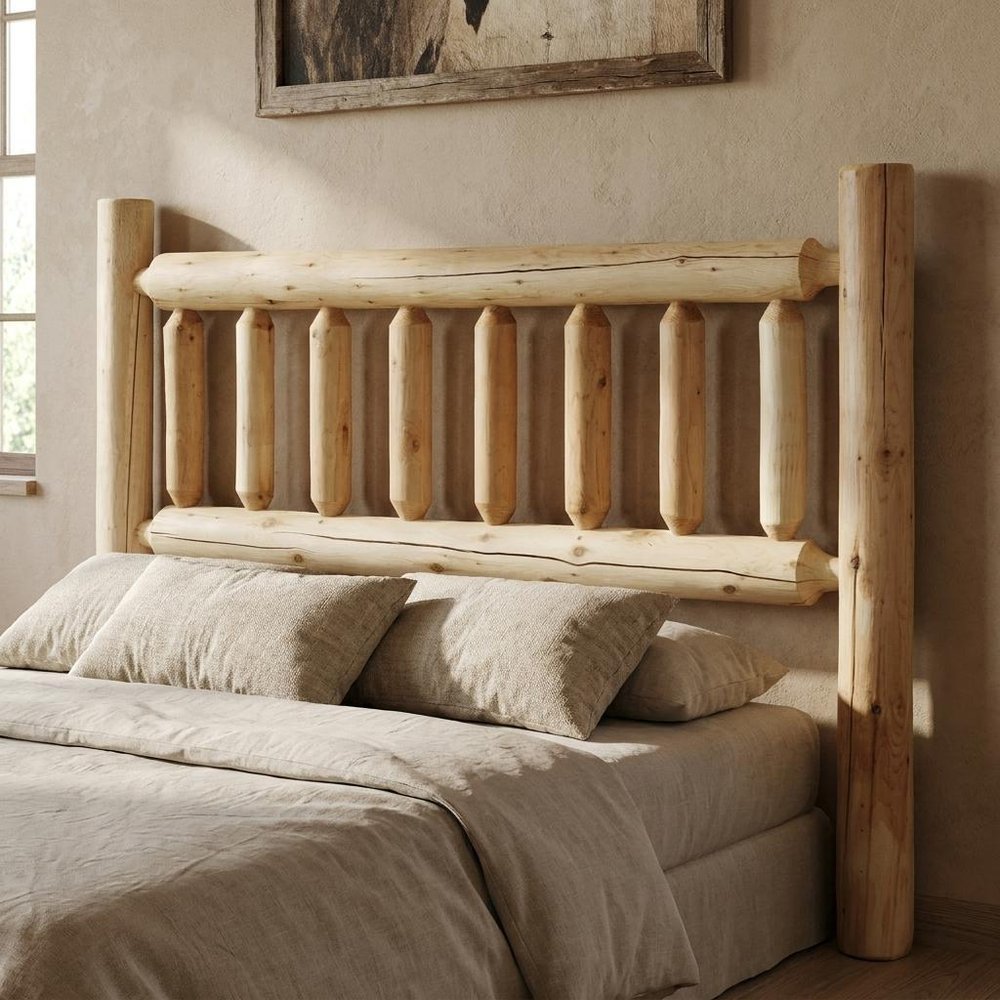 Natural Cedar Log King Headboard
