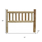 Natural Light Honey Finish Cedar Log King Headboard