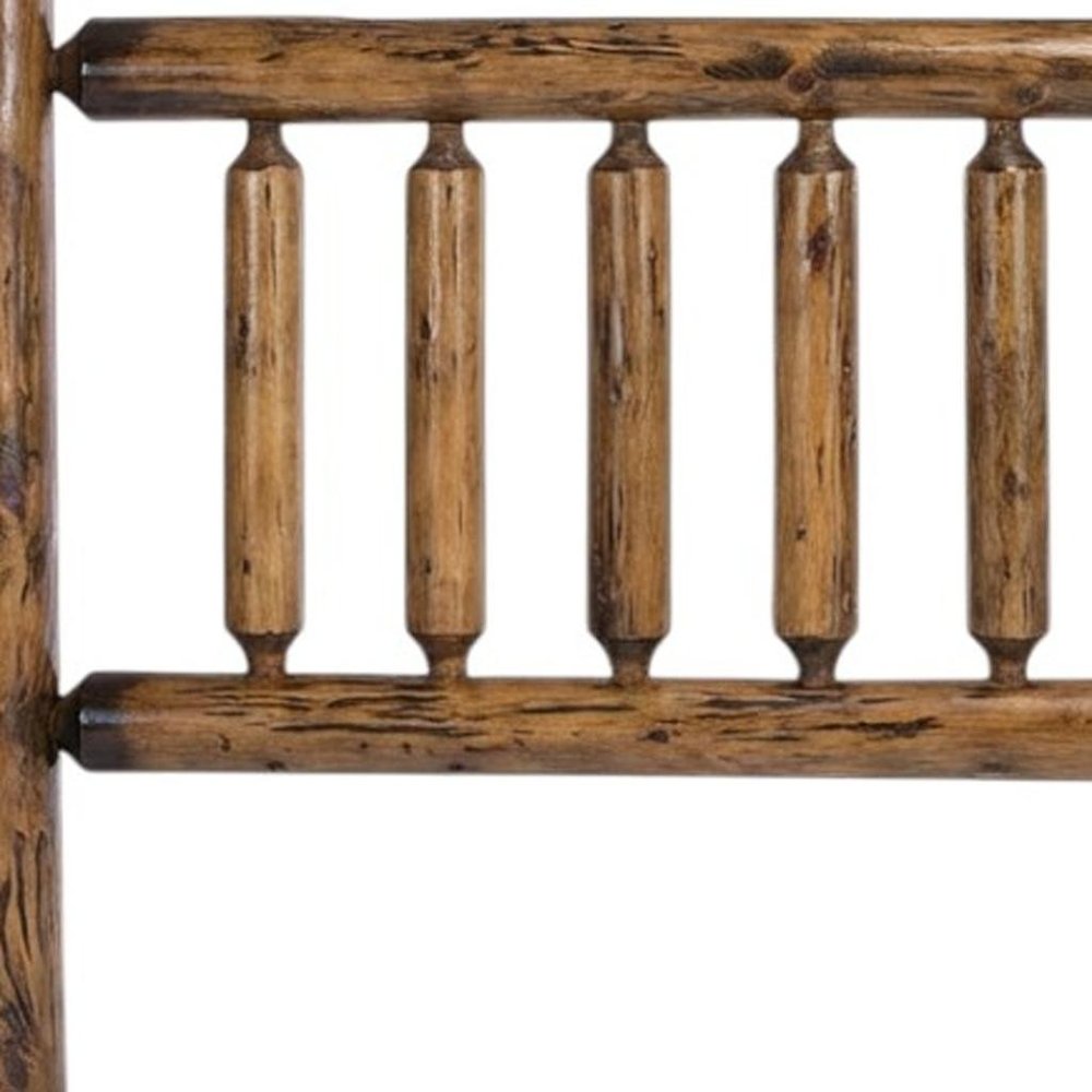 Natural Vintage Brown Finish Cedar Log King Headboard