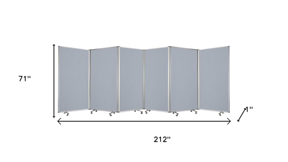 71" Green Iron Folding Six Panel Screen Room Divider