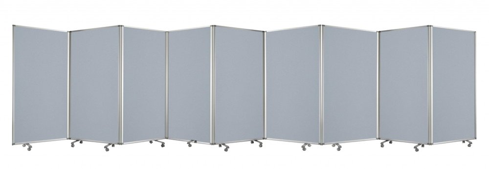 71" Green Iron Folding Nine Panel Screen Room Divider