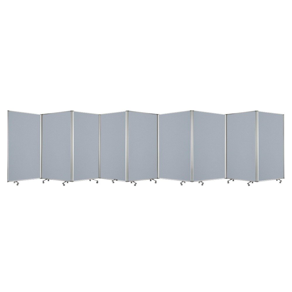 71" Green Iron Folding Nine Panel Screen Room Divider