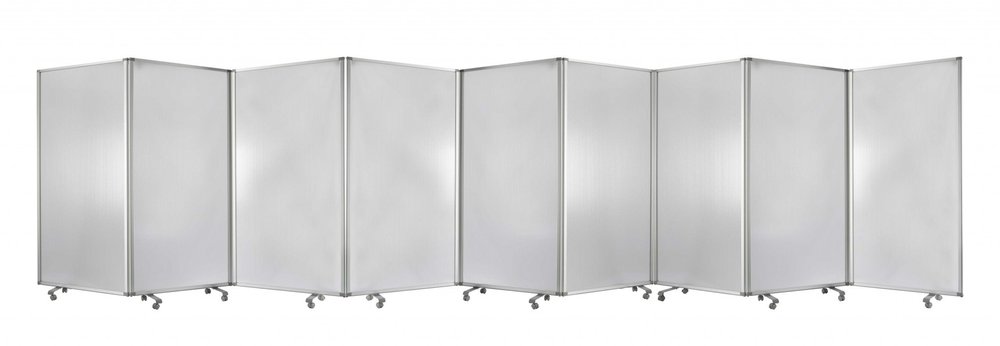71" Green Iron Folding Nine Panel Screen Room Divider