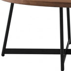24" Brown and Black Wood And Metal Oval Frame Coffee Table
