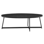 47" Black Wood And Metal Oval Frame Coffee Table