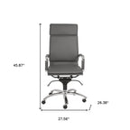 Gray and Silver Adjustable Swivel Faux Leather Rolling Executive Office Chair