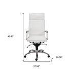 White and Silver Adjustable Swivel Faux Leather Rolling Executive Office Chair