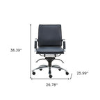 Blue and Silver Adjustable Swivel Faux Leather Rolling Conference Office Chair