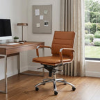 Amber and Silver Adjustable Swivel Faux Leather Rolling Conference Office Chair