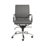 Silver and Gray Adjustable Swivel Faux Leather Rolling Conference Office Chair