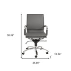 Silver and Gray Adjustable Swivel Faux Leather Rolling Conference Office Chair