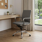 Silver and Gray Adjustable Swivel Faux Leather Rolling Conference Office Chair