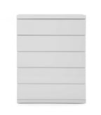 36" White Wood Five Drawer Dresser