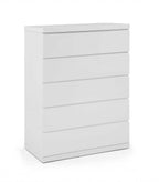 36" White Wood Five Drawer Dresser